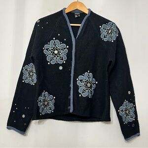 Covelo Clothing Boiled‎ Wool Cardigan Artsy Floral Cottage Women’s Medium